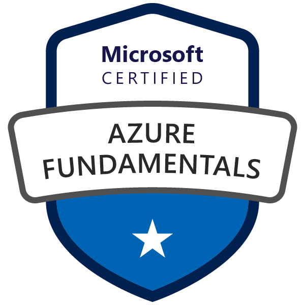 Badge oficial da certificação Microsoft Certified: Azure Fundamentals (AZ-900) de Patrick Alexandrino